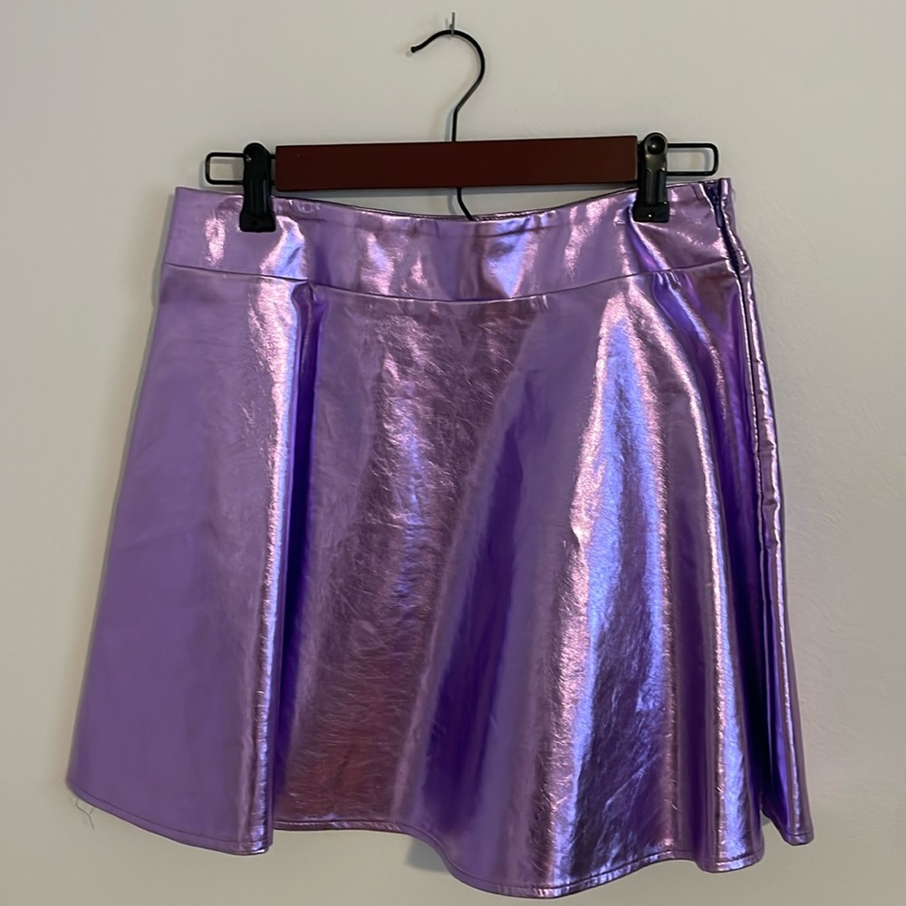 Shiny purple high waisted mini